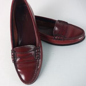 Bass Classic Burgundy Leather Penny Loafers Vintage Preppy Old Money Size 8